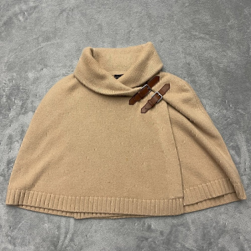 Ralph Lauren Black Label Women's Cashmere Cloak Leather Buckles Size Large  